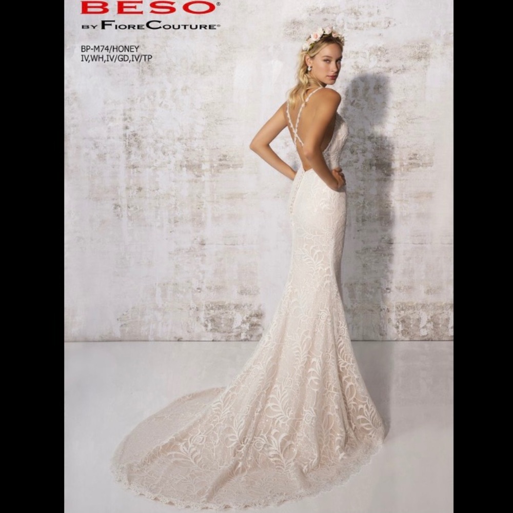 Fiore Couture Honey Trumpet Wedding Dress Prom, Gala, Formal, Black Tie